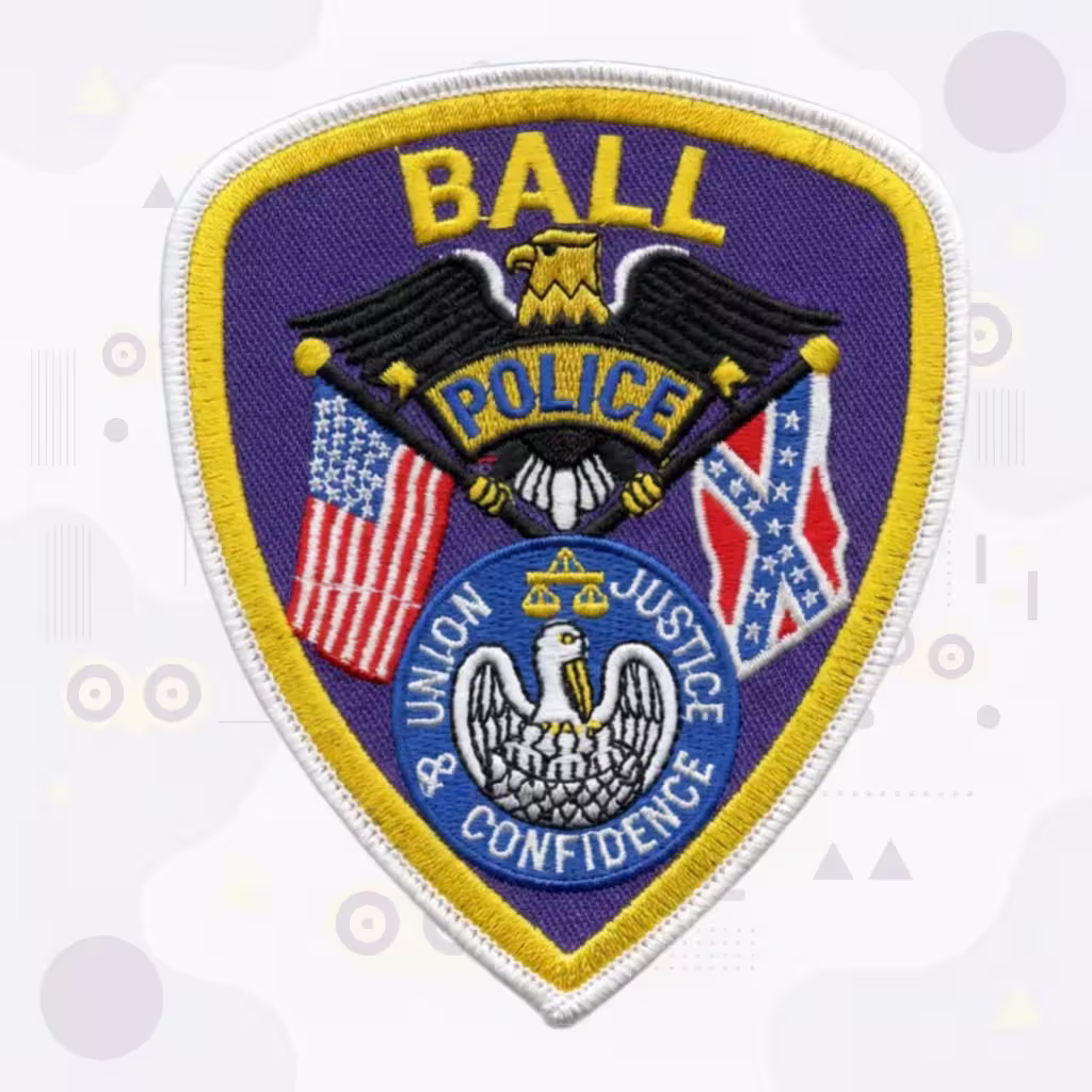 Ball Louisiana Embroidered Patch with Eagle Crossed Flags Pelican Seal and Union Justice Confidence Motto