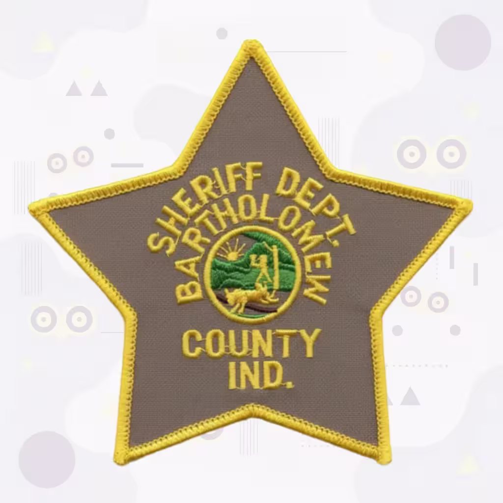 Bartholomew County Embroidered Patch Star Shape with Sheriff Dept Scenic Seal and Indiana Text