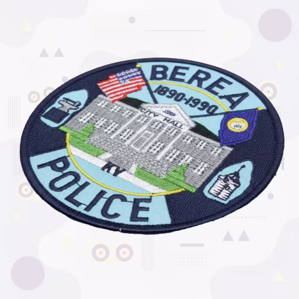 Berea Police Embroidered Patch Round with City Hall Centennial Flags and Kentucky State Seal