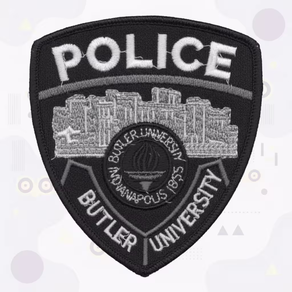Shield Campus Police Embroidered Patch with University Seal and Historic Buildings