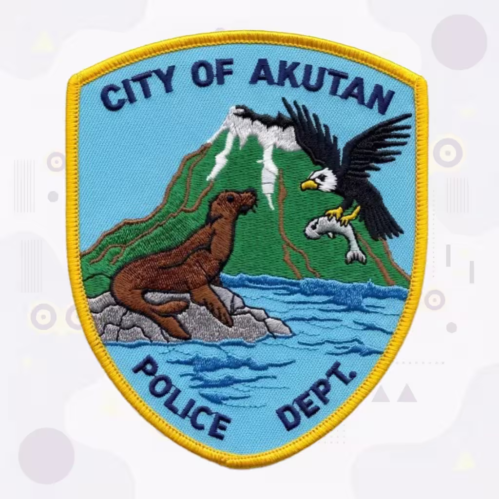 Blue Shield Police Embroidered Patch with Sea Lion and Eagle Alaska