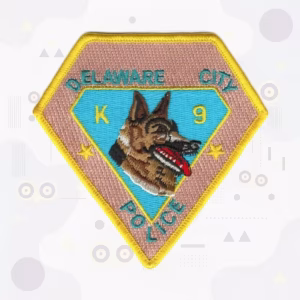 Tan diamond k9 unit patch with a german shepherd portrait