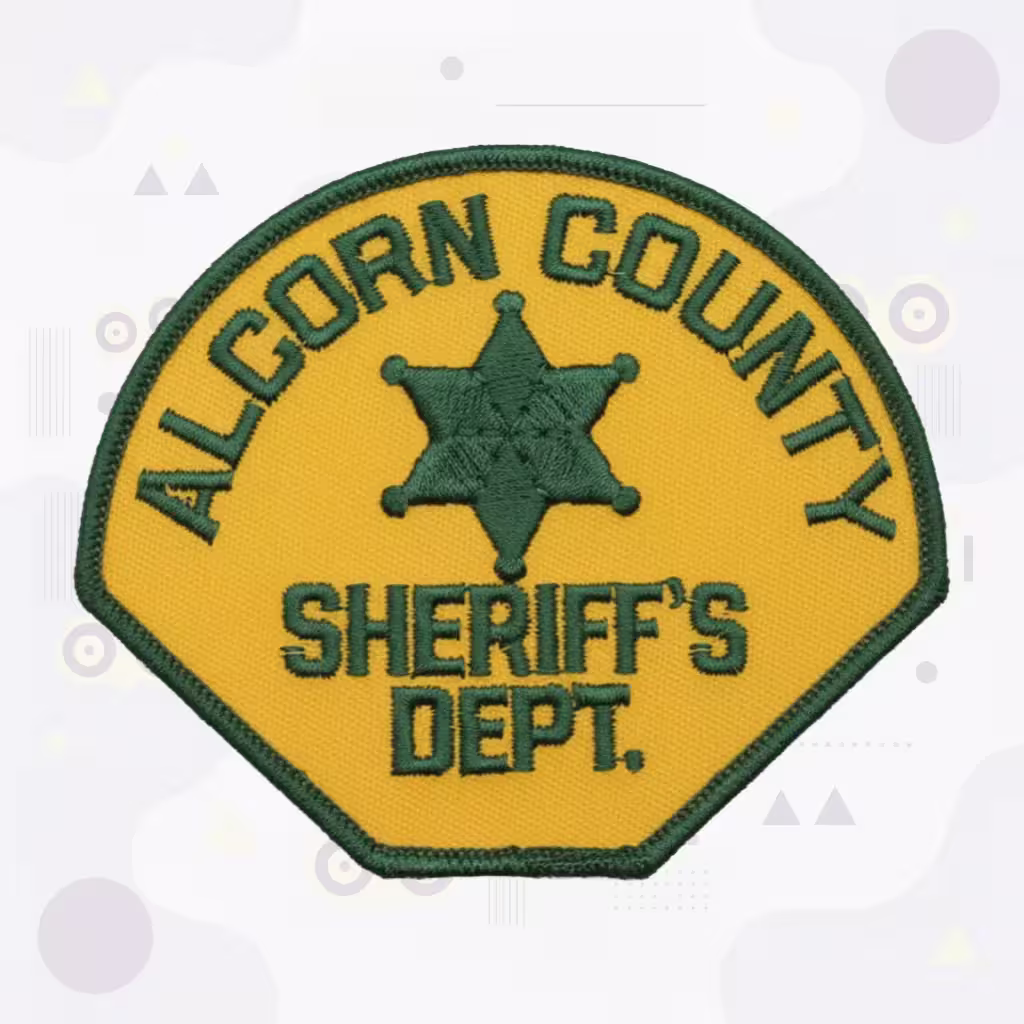 Sheriff Embroidered Patch Featuring Alcorn County Mississippi Six-Point Star and Department Text on Gold