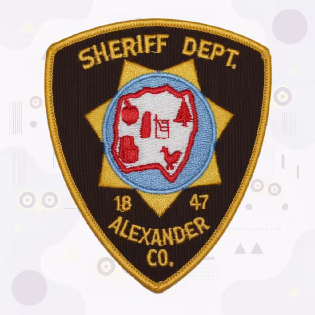 Shield Sheriff Embroidered Patch with Alexander County North Carolina Map and Eight-Point Star