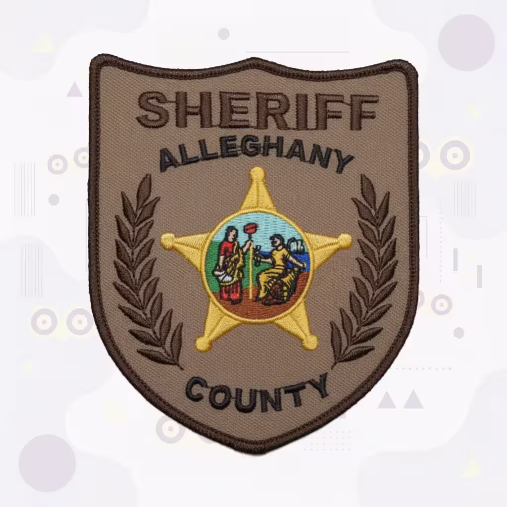 Alleghany County Sheriff Patch with Gold Five-Point Star and Laurel Branches