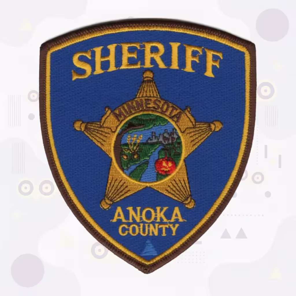Sheriff Embroidered Patch Featuring Anoka County Minnesota Six-Point Star with Halloween Pumpkin River Scene