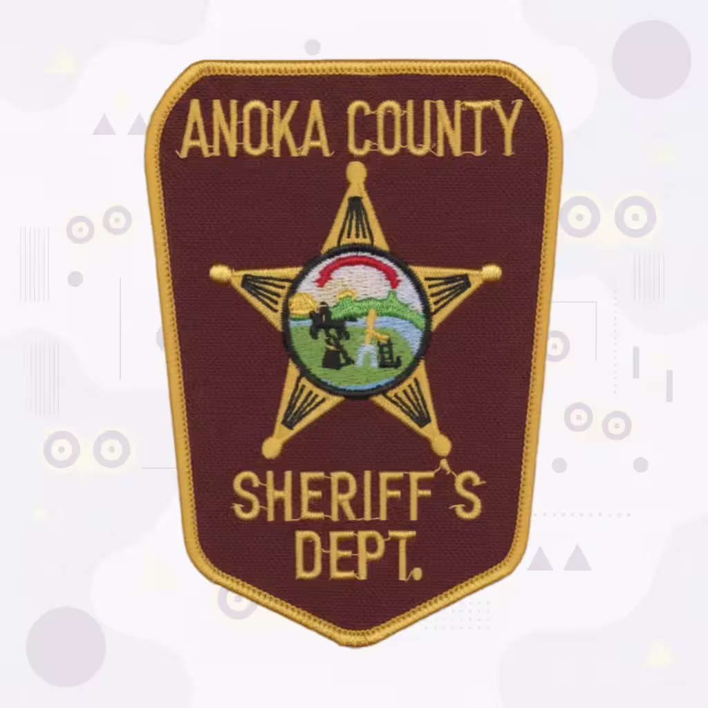 Anoka County Sheriff Embroidered Patch with Gold Five-Point Star and Rainbow Arc Seal
