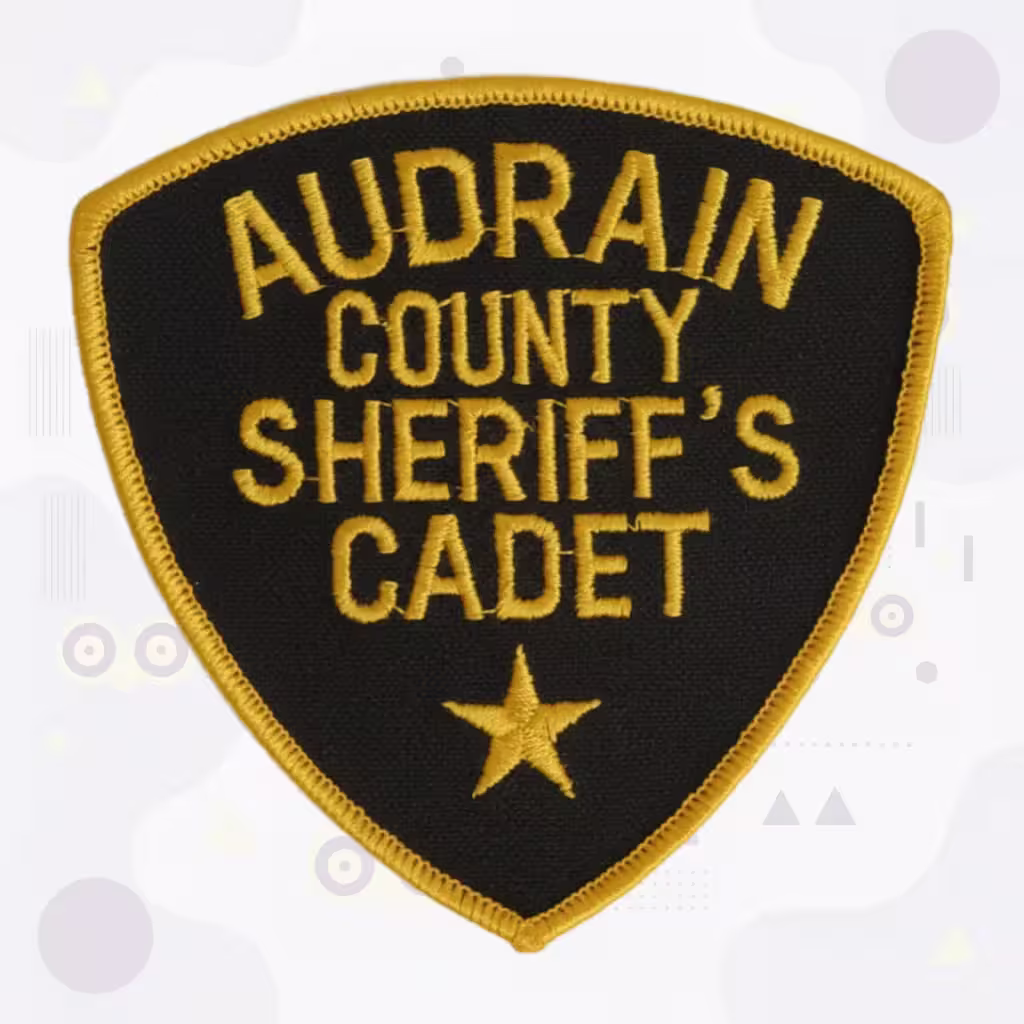 Sheriff Embroidered Patch Featuring Audrain County Missouri Sheriff’s Cadet Program and Gold Star on Black