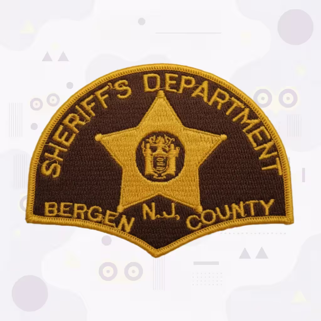 Sheriff Embroidered Patch Featuring Bergen County New Jersey State Seal and Gold Six-Point Star