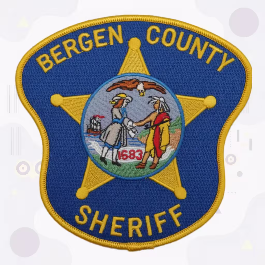 Bergen Sheriff Embroidered Patch Featuring 1683 County Founding Scene and Gold Five-Point Star