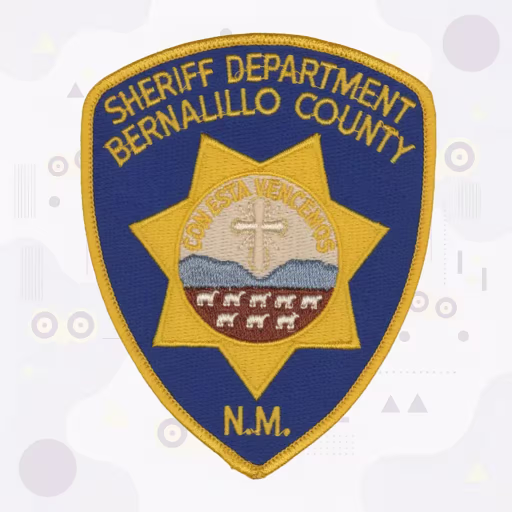 New Mexico Embroidered Patch for Bernalillo County Sheriff Department with Seven-Point Star and Con Esta Vencemos Seal