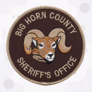 Sheriff patch with a bighorn ram portrait