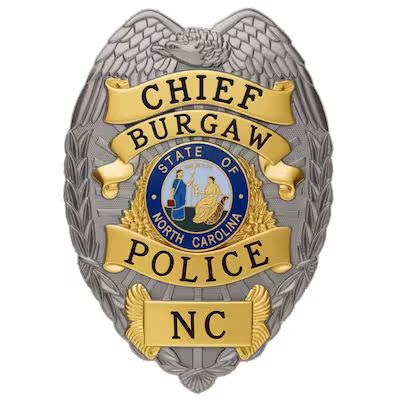 Custom Burgaw Police Department badge designed with the Owl Badges TrueBadge Designer