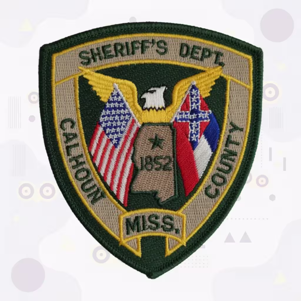 Calhoun Sheriff Embroidered Patch with Eagle Crossed Flags Mississippi State Outline and 1852 Founding Year