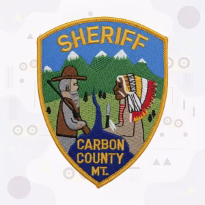 Sheriff patch with a mountain landscape scene