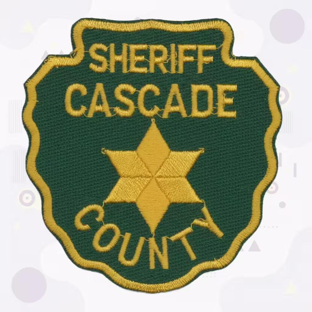 Sheriff Embroidered Patch Featuring Cascade County Montana Gold Six-Point Star on Forest Green Shield