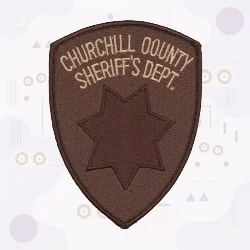 Churchill County Embroidered Patch Sheriff with Subdued Seven-Point Star and Tone-on-Tone Department Text