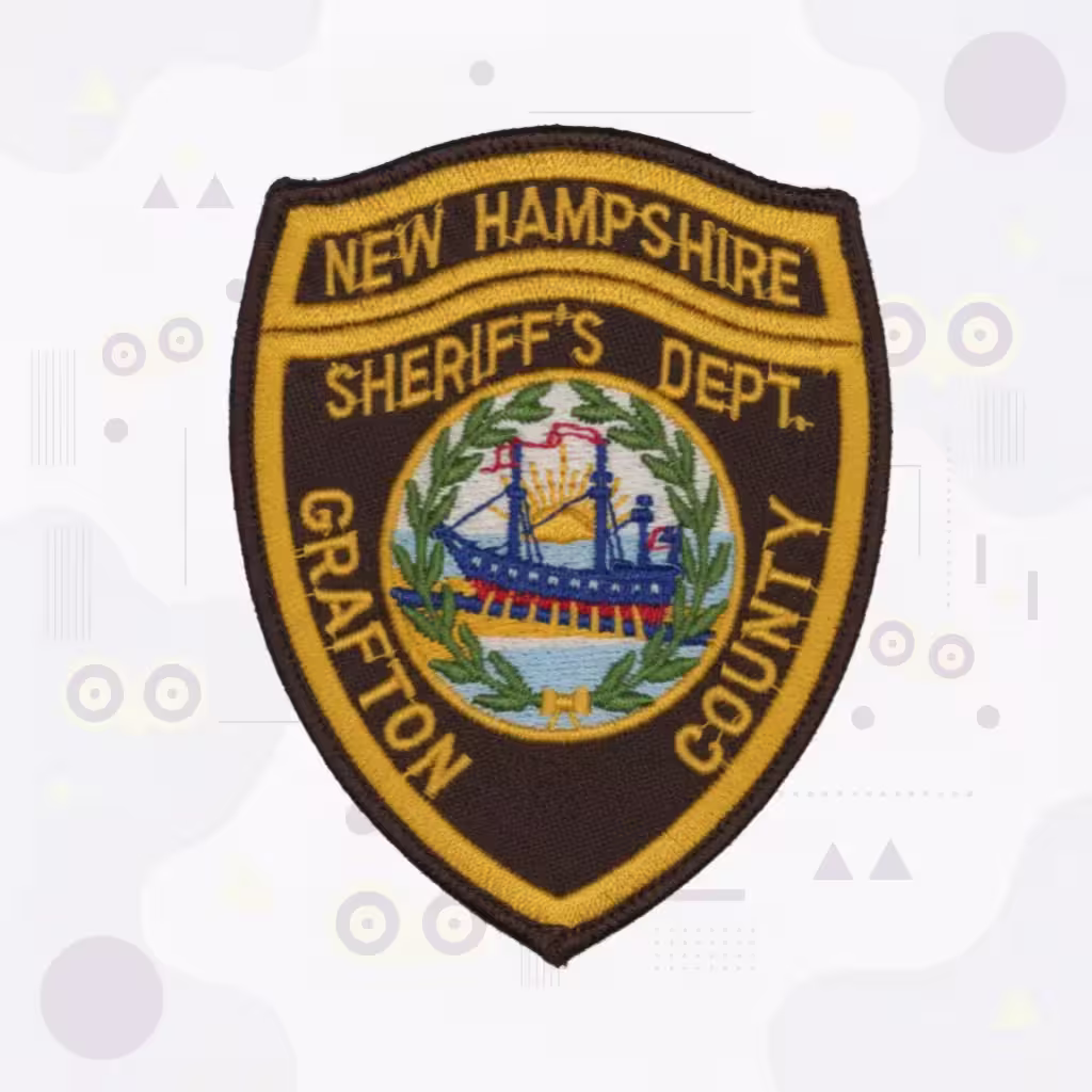 Grafton County Embroidered Patch for Sheriff with New Hampshire State Seal Frigate Ship and Laurel Wreath