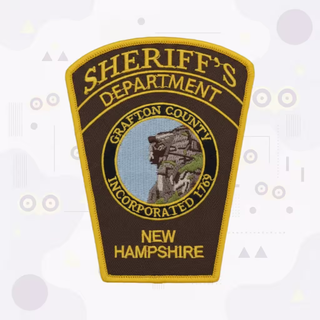 Grafton Embroidered Patch Featuring County Sheriff New Hampshire Old Man of the Mountain Seal and 1769