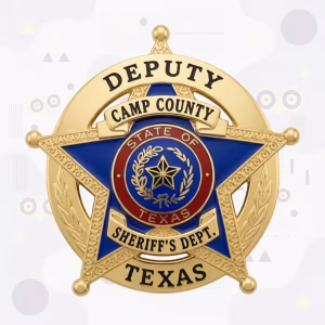 Camp County Sheriff Metal Badge
