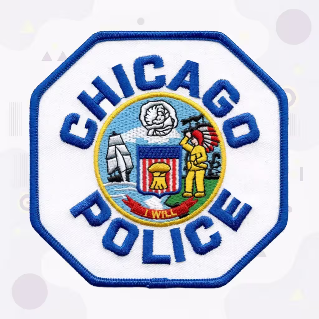 Chicago Police Department Patch with City Seal and Octagonal Blue Border