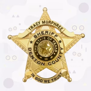 Denton County Sheriff’s Office Badge with Black Enamel Texas Seal