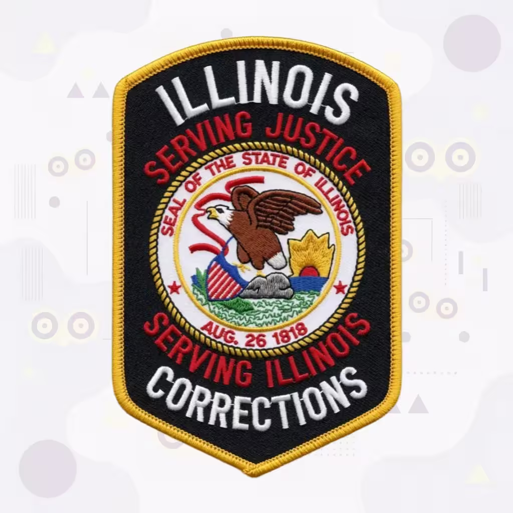 Black and Gold Illinois Department of Corrections Patch with the Great Seal of Illinois