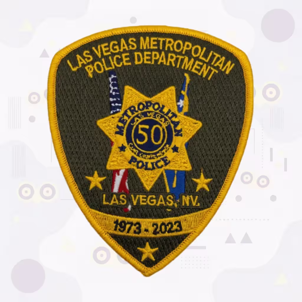 Las Vegas Metropolitan Police Department Patch with Gold Seven-Point Star and 50th Anniversary Seal