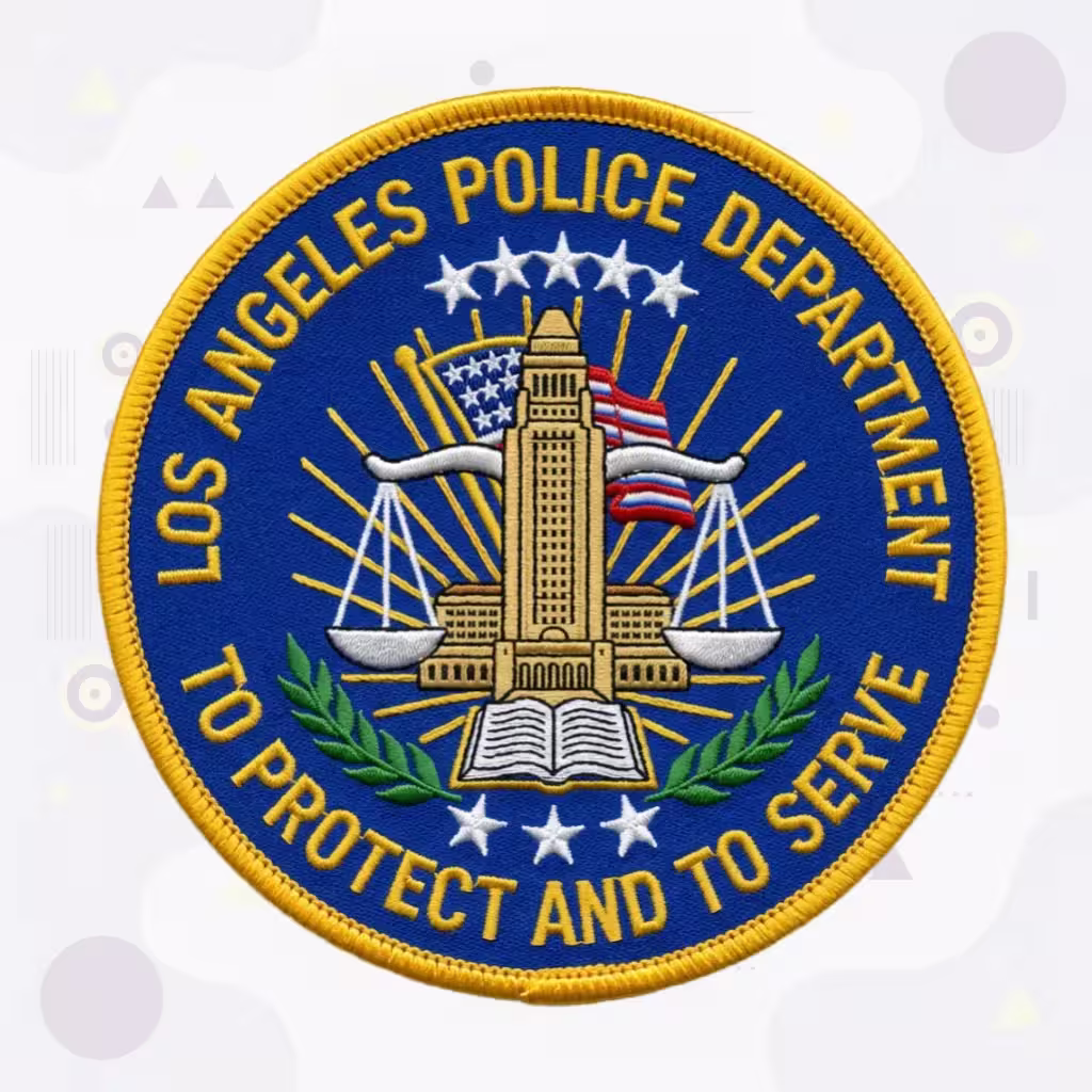 Los Angeles Police Department Patch with City Hall Seal and Gold Border