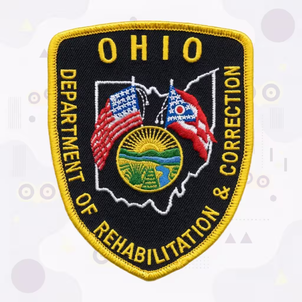 Ohio Department of Rehabilitation and Correction Patch with Crossed US and Ohio Flags