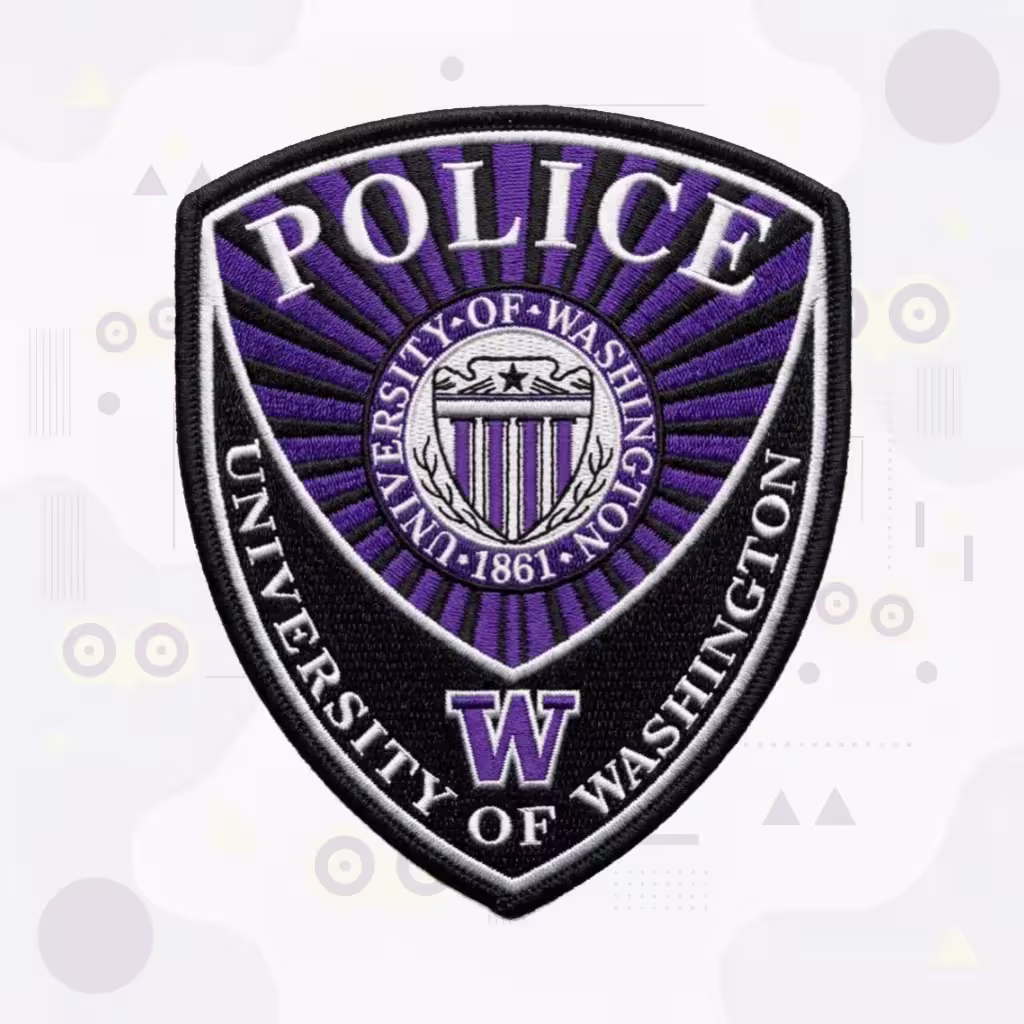 University of Washington Police Patch with the 1861 Seal and Purple Rays