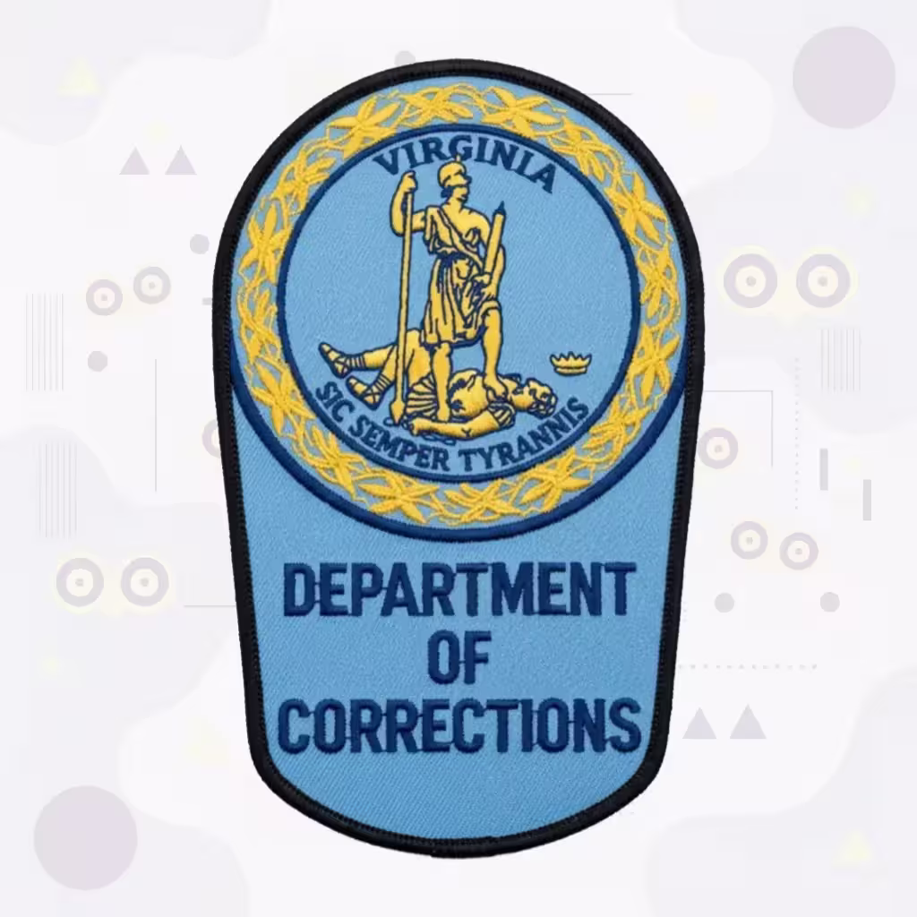 Light Blue and Gold Virginia Department of Corrections Patch with the State Seal