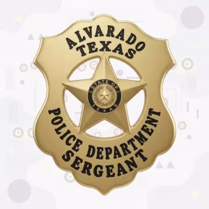 Alvarado Police Badge with Cut-Out Star and Gold Scalloped Shield