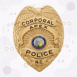 Apex Police Corporal Eagle Sunburst Metal Badge