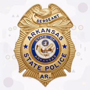 Arkansas State Police Gold Eagle Sunburst Metal Badge