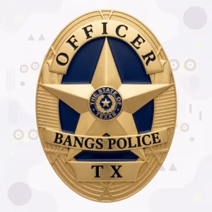Bangs Police Badge with Faceted Gold Star and Navy Enamel Field