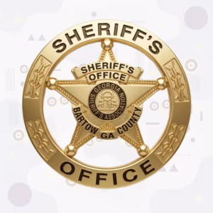 Bartow County Sheriff's Office Five-Point Star-in-Circle Metal Badge