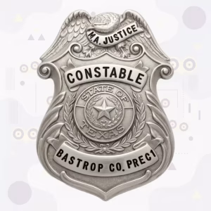 Bastrop County Constable Pct 1 Antique Silver Shield Metal Badge