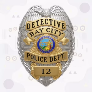 Bay City Police Detective Two-Tone California Seal Metal Badge