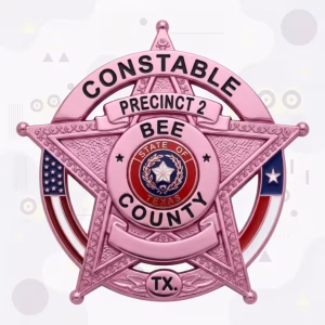 Bee County Constable Pct 2 Pink Star-on-Ring Metal Badge