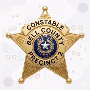 Bell County Constable Pct 2 Gold Sunburst Star Metal Badge