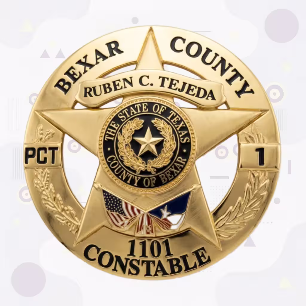 Bexar County Constable Pct 1 Gold Star-in-Ring Metal Badge