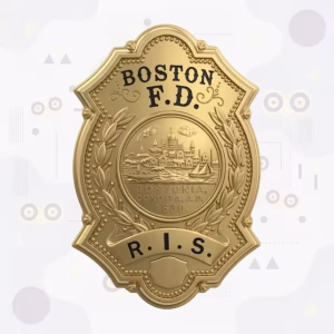 Boston Fire Department R.I.S. Gold Shield Metal Badge