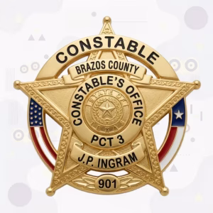 Brazos County Constable Precinct 3 Badge with Texas Seal and US and Texas Flags