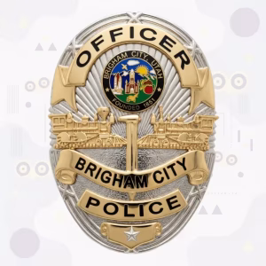 Brigham City Police Officer Golden Spike Metal Badge