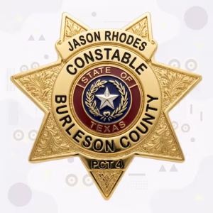 Burleson County Constable Pct 4 Gold Filigree Seven-Point Star Metal Badge