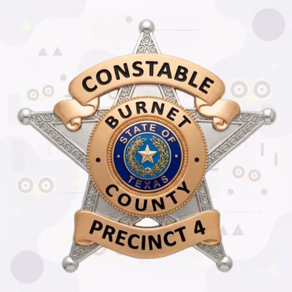 Burnet County Constable Pct 4 Silver and Rose Gold Star Metal Badge