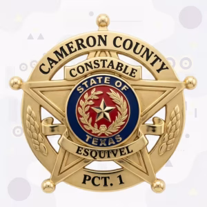Cameron County Constable Precinct 1 Badge with Red Texas Seal and Gold Star-in-Ring