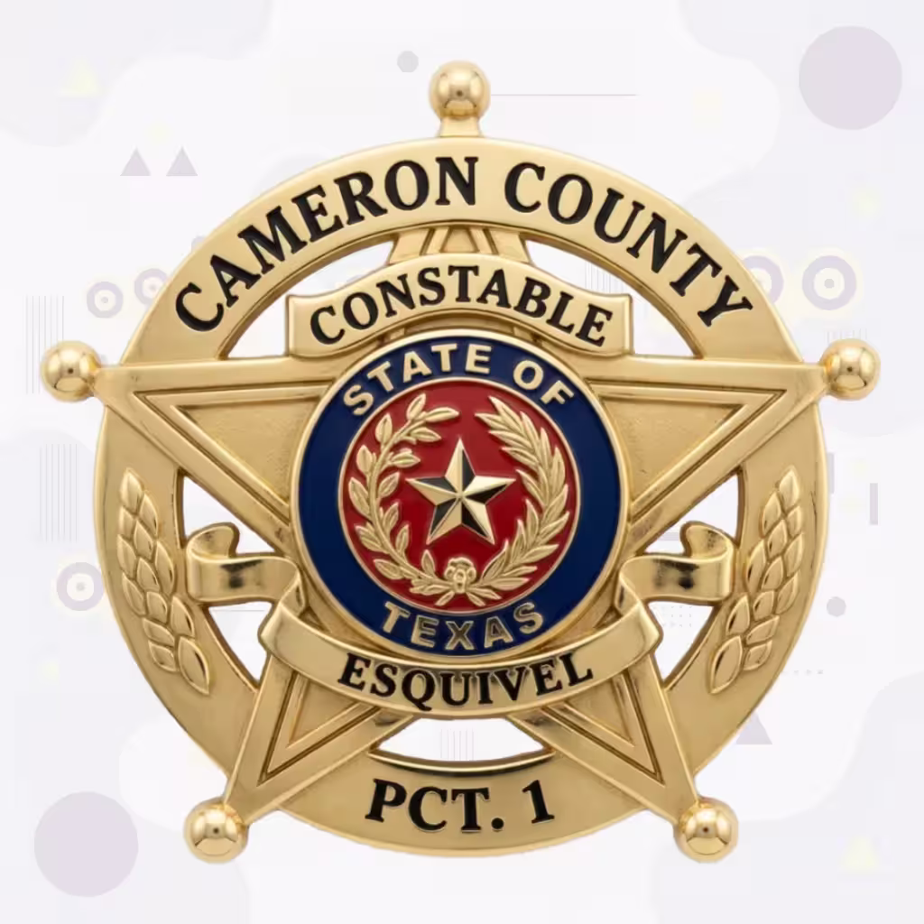 Cameron County Constable Pct 1 Gold Star-in-Ring Metal Badge