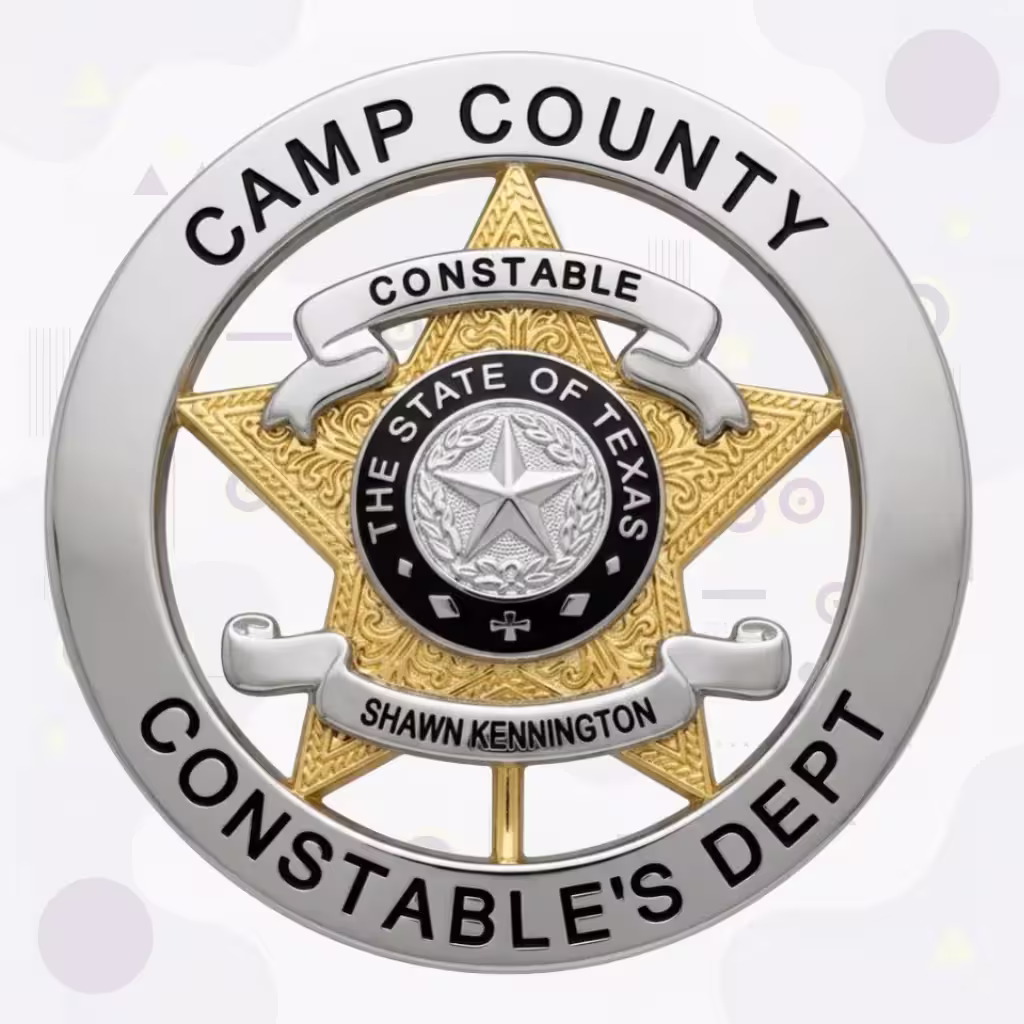 Camp County Constable Two-Tone Gold Star-in-Ring Metal Badge